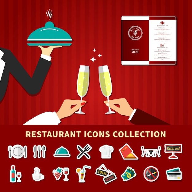 Gratis vector restaurant emoji icon set