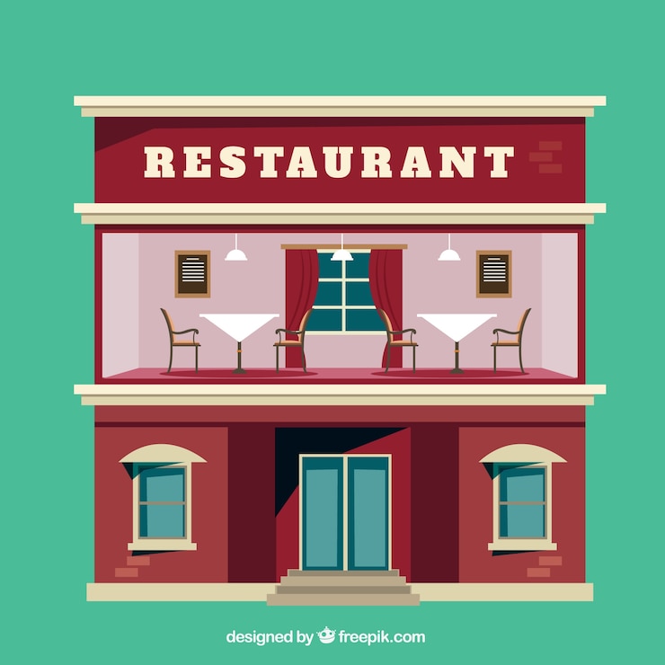 Gratis Vector restaurant flat illustratie