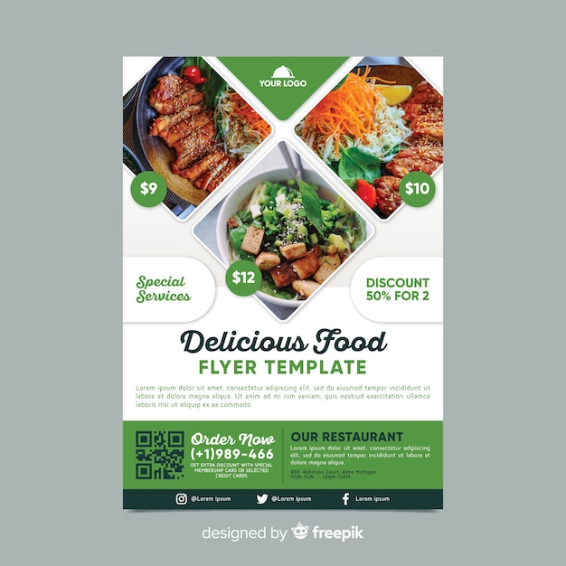 Restaurant flyer sjabloon met foto