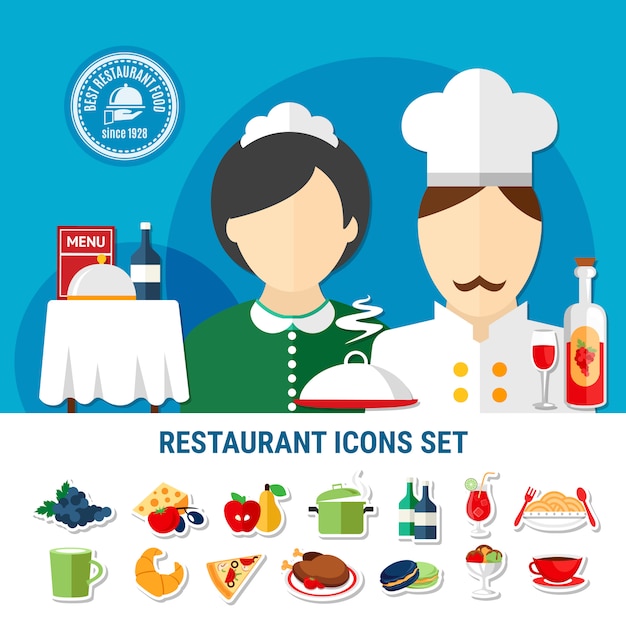 Restaurant icons set