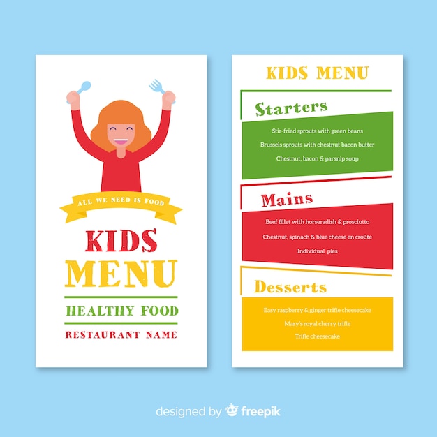 Gratis vector restaurant kindermenu