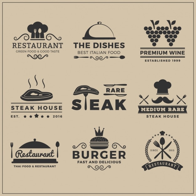 Gratis vector restaurant logo templates-collectie