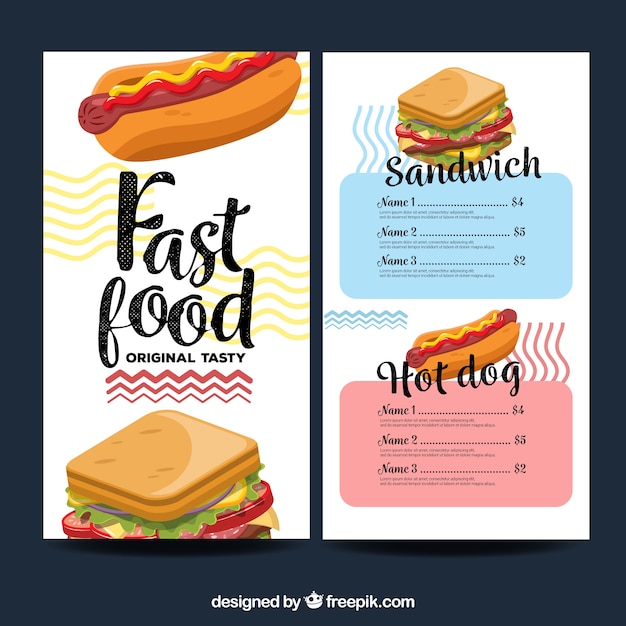 Restaurant menu, fastfood