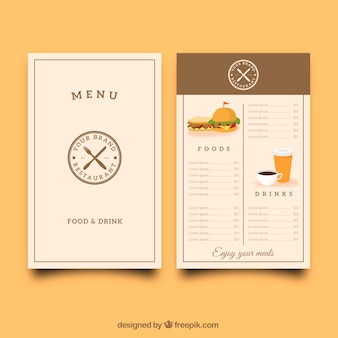 Restaurant menu met een retro logo Gratis Vector