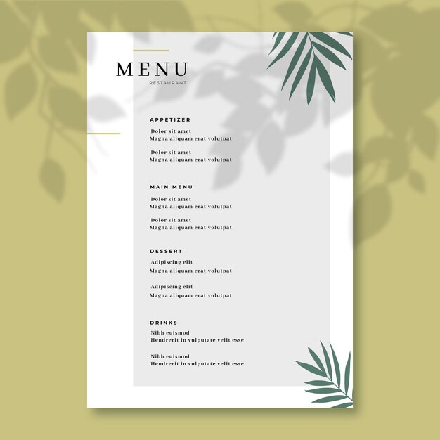 Restaurant menu sjabloon concept