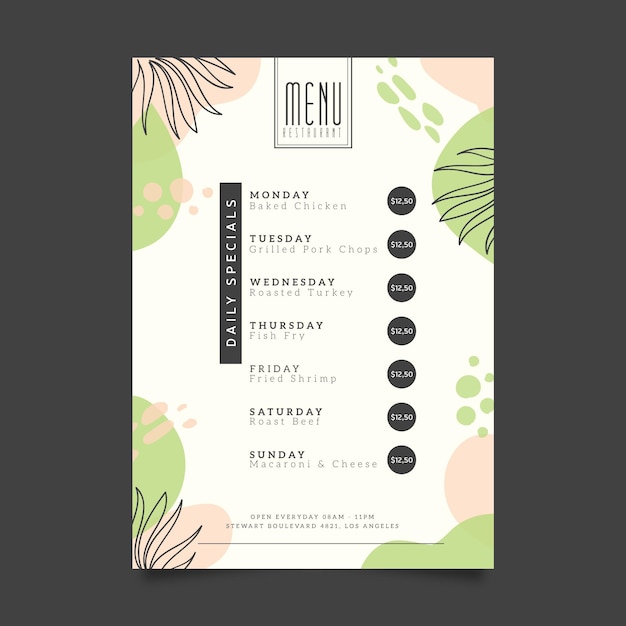 Restaurant menu sjabloonontwerp