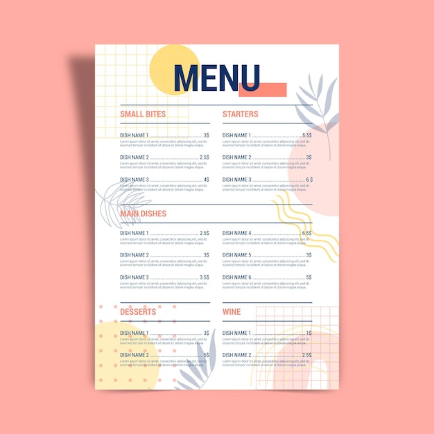 Restaurant menu sjabloonontwerp