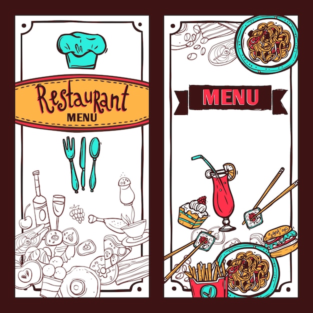 Restaurant menu voedsel banners instellen