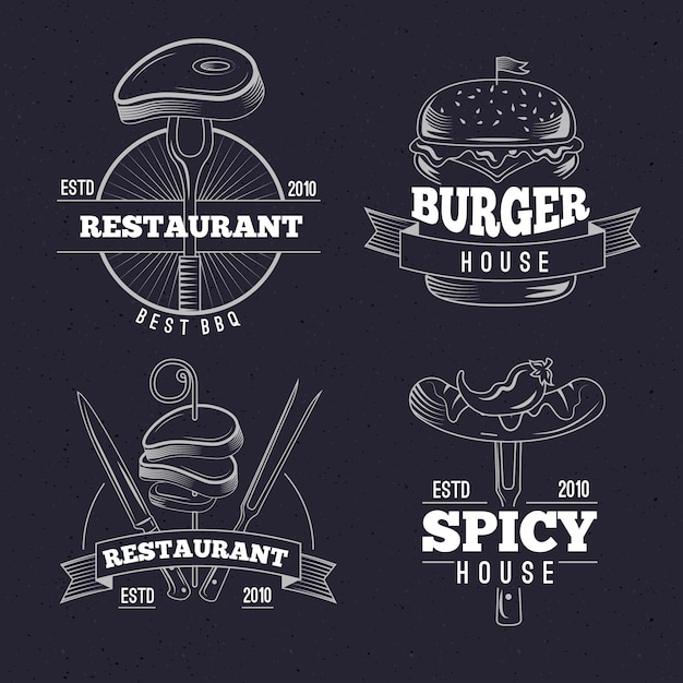 Gratis vector restaurant retro logo collectie