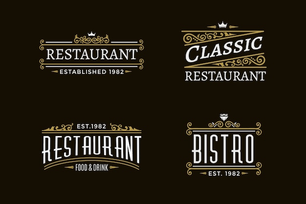 Gratis vector restaurant retro logo collectie