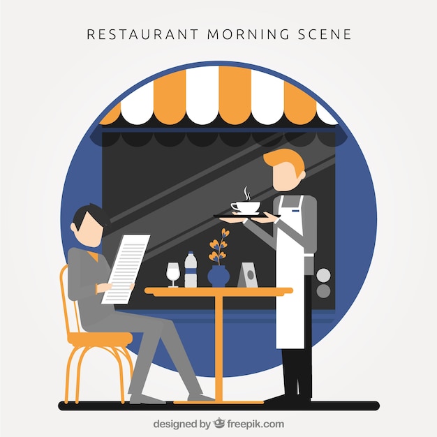 Gratis vector restaurant 's morgens scène