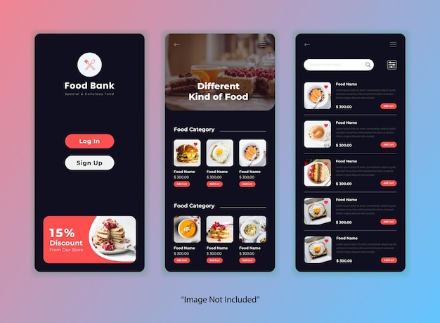 Gratis vector restaurant ui app-sjabloon