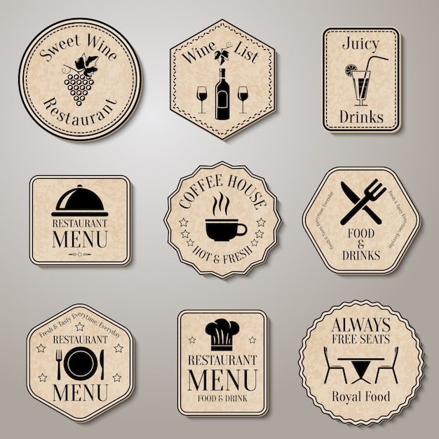 Restaurant vintage badges