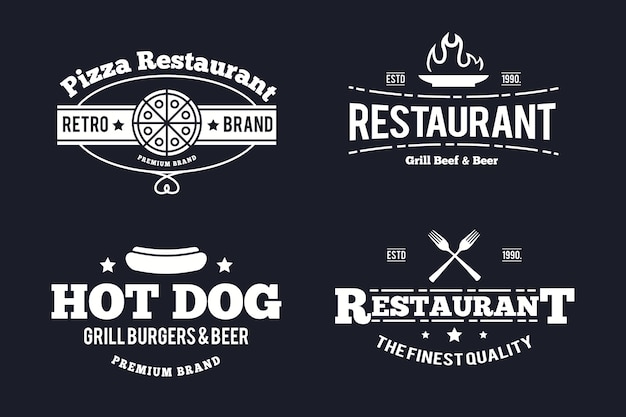 Gratis vector restaurant vintage logo pack sjabloon