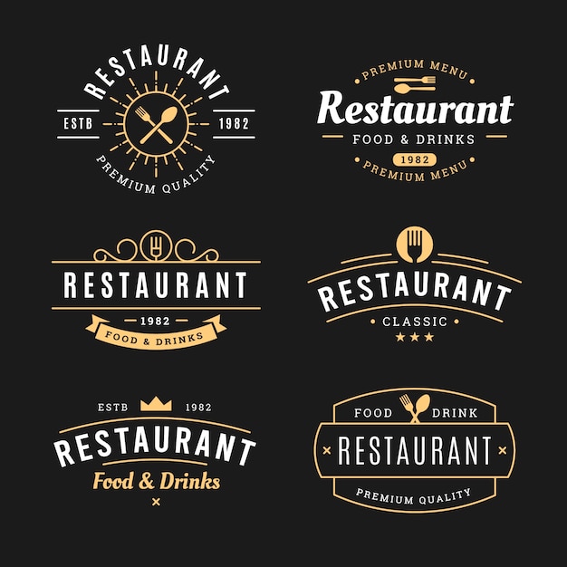 Gratis vector restaurant vintage logo sjabloon collectie