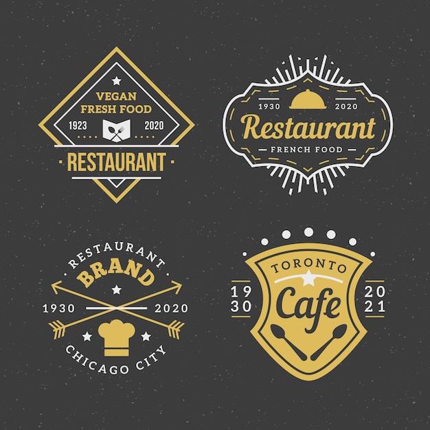 Gratis vector restaurant vintage merklogopakket