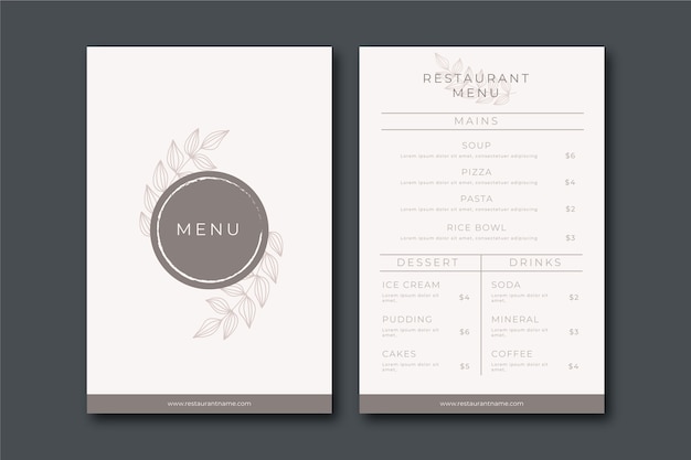 Restaurantmenu in vintage stijl
