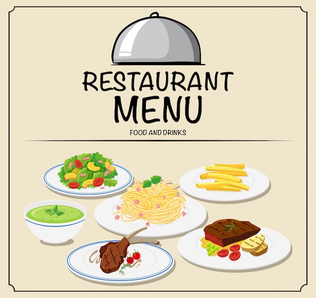 Gratis vector restaurantmenu met verschillend voedsel