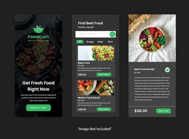 Restaurants mobiele app ui kit ontwerpsjabloon