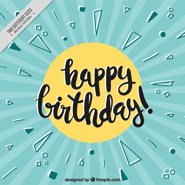 Gratis vector retro achtergrond van happy birthday geometrische vormen