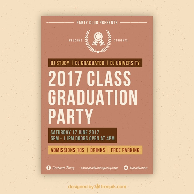 Gratis vector retro afstudeerfeest 2017 brochure