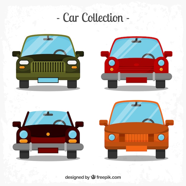 Gratis vector retro auto's in plat design