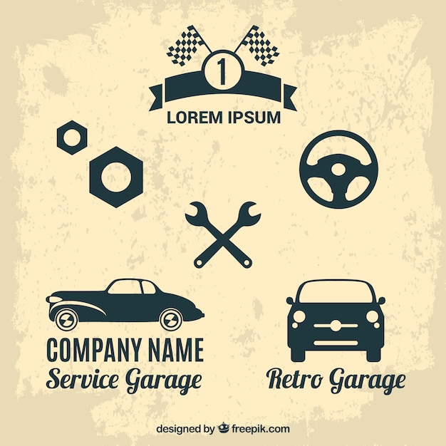 Gratis vector retro auto-service vector set