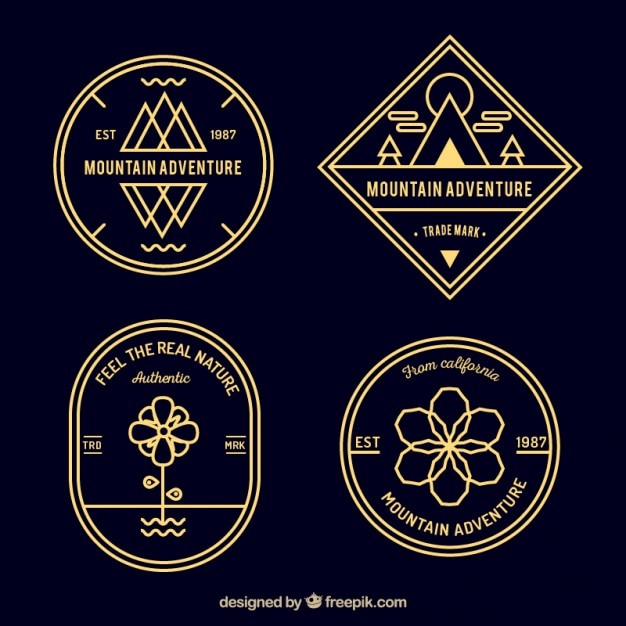 Gratis vector retro berg avontuur badges