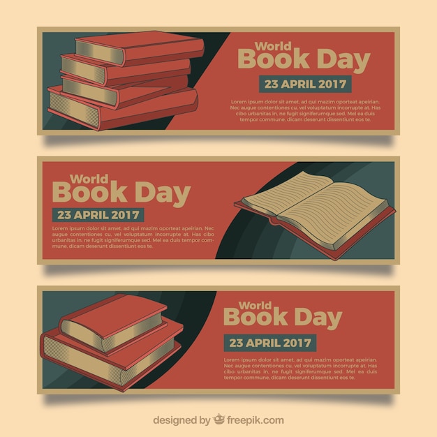 Gratis vector retro boek banners