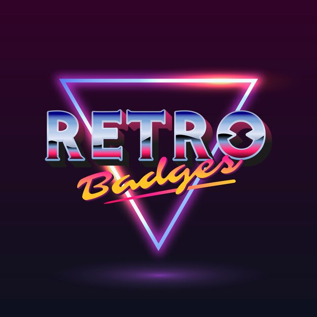 Retro bord met neon driehoek