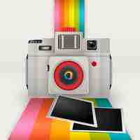 Gratis vector retro camera met fotolijsten