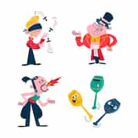 Gratis vector retro cartoon circus stickers collectie