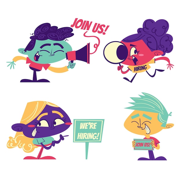 Retro cartoon huurstickers