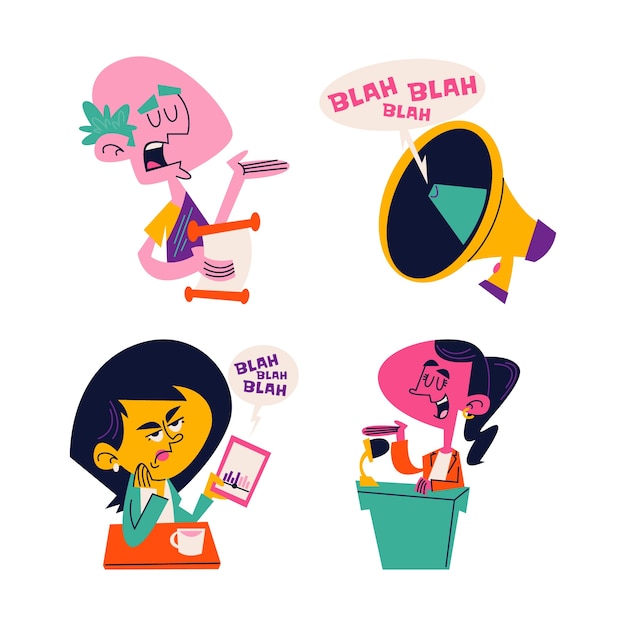 Retro cartoon spreken sticker collectie