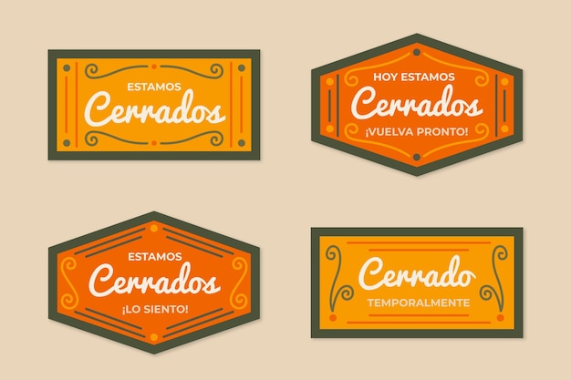 Gratis vector retro cerrado-uithangbordcollectie