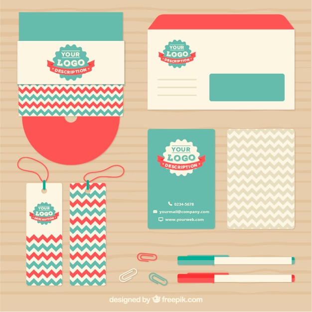 Gratis Vector retro corporate identity in kleurrijke stijl