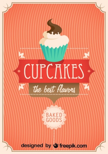 Retro cupcakes poster ontwerp