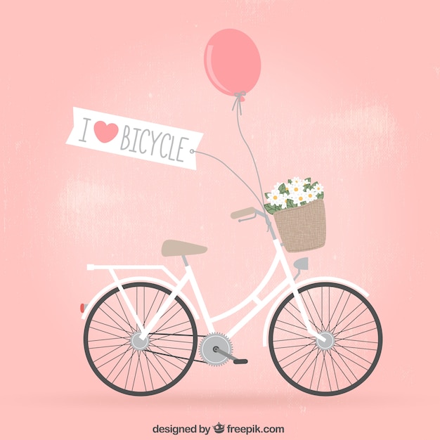 Gratis vector retro fiets met bloemen