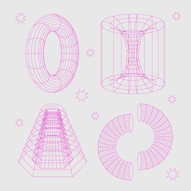 Retro futuristisch 3d mesh element