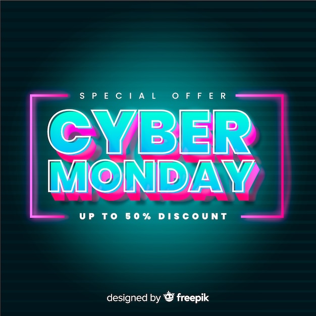 Retro futuristische banner cyber maandag