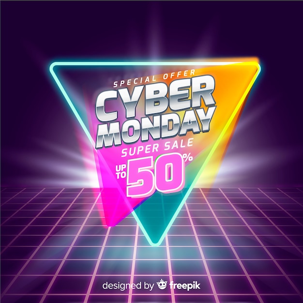 Retro futuristische cyber maandag banner