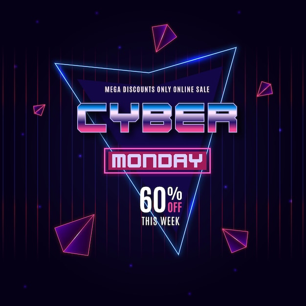 Retro futuristische cyber maandag verkoop banner