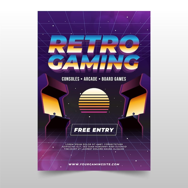 Gratis vector retro gaming poster sjabloon