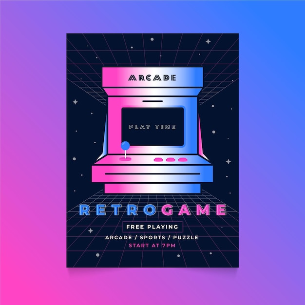 Gratis vector retro gaming poster sjabloon