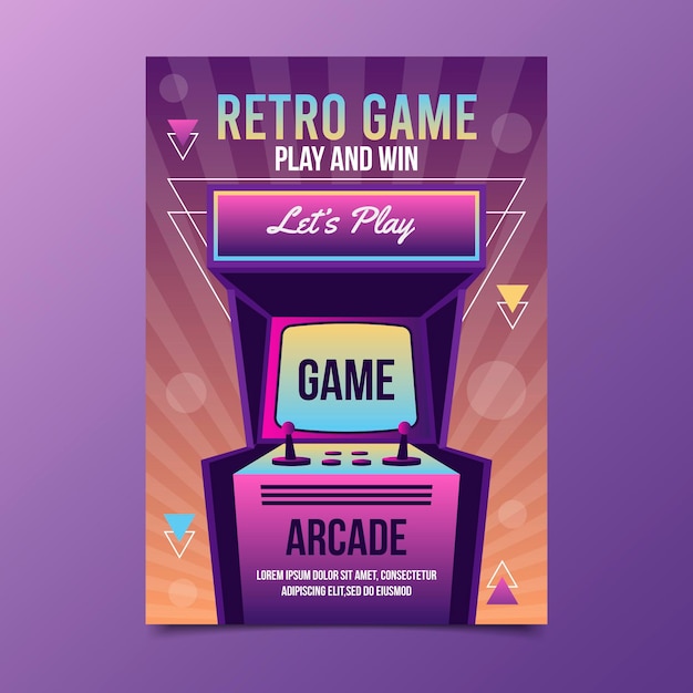 Gratis vector retro gaming poster sjabloon