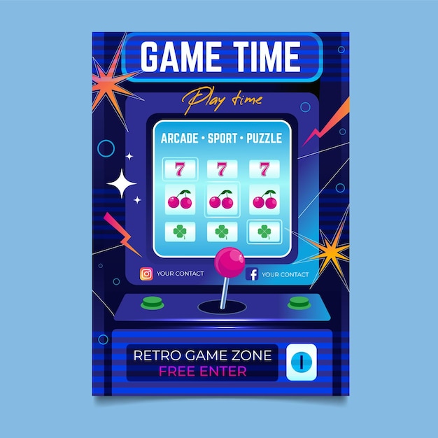 Gratis vector retro gaming poster sjabloon