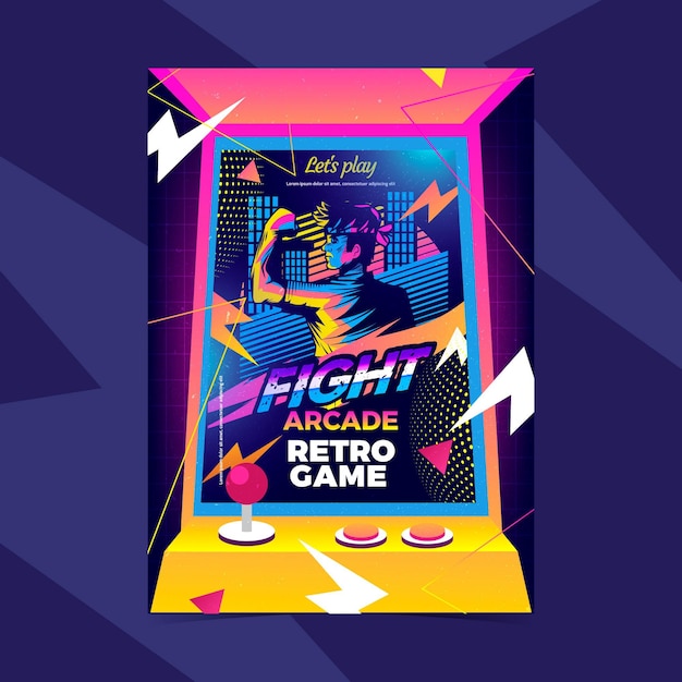 Gratis vector retro gaming poster sjabloon