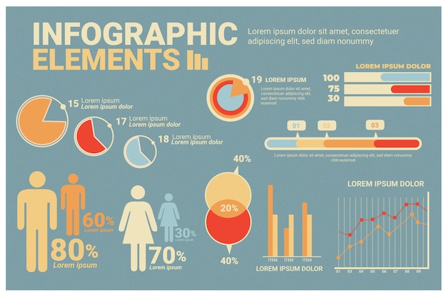 Gratis vector retro gekleurde infographic sjabloon