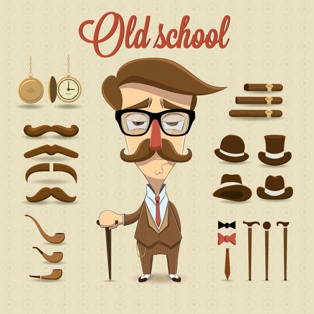 Retro gentleman karakter Vector illustratie