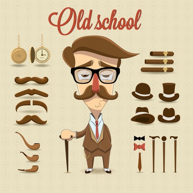 Gratis vector retro gentleman karakter vector illustratie